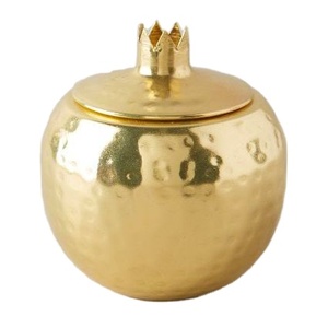 Fruit Shape Metal Decorative High Quality Stainless Steel Hammered Design Candle <b>Jar</b> with Lid - Product Image 1