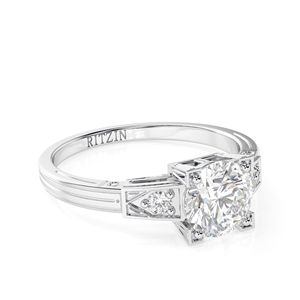 Anillo de compromiso con 3 diamantes cultivados en laboratorio de corte redondo de 1.50 ct con engaste de puntas para mujer - Product Image 4