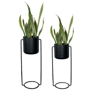 Maceta negra de lujo de metal de alta calidad con soporte Fr Home & Garden Decor de India - Product Image 1