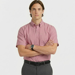 ชุดเดรสไม้ไผ่สีทึบของผู้ชายเสื้อเชิ้ตทรงทางการแขนสั้นแบบปกติเข้ารูปเป็นมิตรกับสิ่งแวดล้อม - Product Image 4