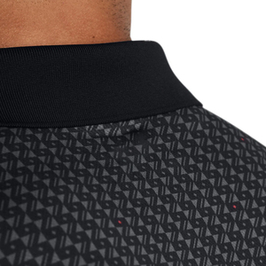 Transpirable que absorbe la humedad 100% poliéster Ajuste estándar relajado con tapeta de 2 botones Black Performance Mens Golf Polo Shirt - Product Image 5