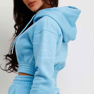 A prueba de viento de algodón hecho sudor traje logotipo personalizado tallas grandes mujeres recortadas sudor traje estilo único sudor traje - Product Image 5