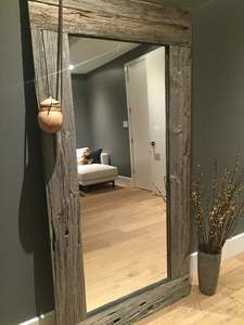 Haute Qualité Tenture Murale Écologique Solide Fabriqué À La Main Décoratif Brun En Bois Encadré Miroir De Salle De Bains Miroir Mural Moderne - Product Image 3