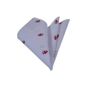 White and Burgundy Panda Patterned Cotton Men's One Size Pocket <b>Square</b> - Product Image 1