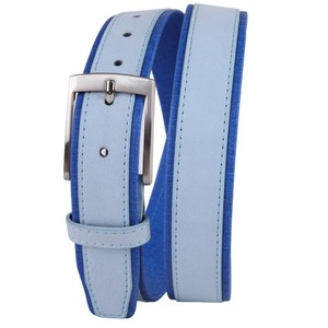 Ceinture en cuir de peau de vache véritable de luxe de bracelet en tissu Oxford pour hommes et femmes boucle ardillon bleue de 3.5cm - Product Image 3