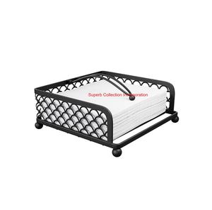 Porte-serviettes en métal noir moderne avec bras lesté Design de panier décoratif pour table à manger de cuisine et rangement de comptoir - Product Image 1