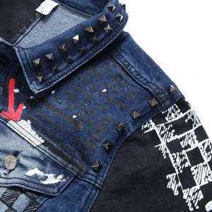 Chaqueta Vaquera Vintage Desgastada Elegante para Hombre, Diseño con Estampado Y2K, Botones Bordados, Ropa Urbana para Amantes de la Moda - Product Image 5