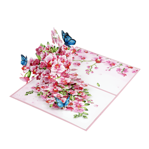 Artesanía 3D Pop-up Flores rosas con mariposa Tarjeta de felicitación 15x20 cm Tarjeta de regalo de papel personalizada para madre - Product Image 4