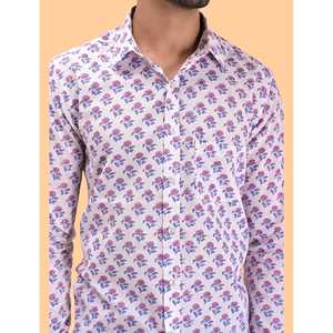 Chemise décontractée pour homme en coton imprimé à manches longues, motifs floraux et à pois sur tissus popeline et oxford, fabrication ODM - Product Image 2
