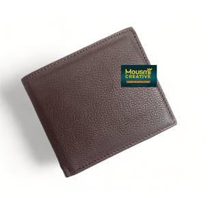 Portefeuille pour hommes OEM en cuir de vache véritable au design uni Portefeuille de poche minimaliste à deux volets de style anglais avec compartiments pour cartes et pièces de monnaie - Product Image 3