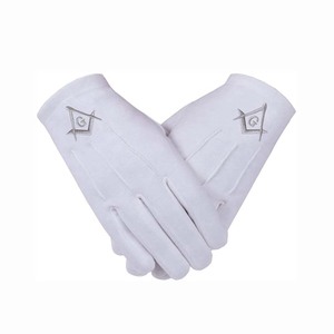 Gants maçonniques bon marché de conception professionnelle couleur blanche vente en gros gants maçonniques en pur coton - Product Image 3