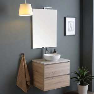 Meuble de salle de bain suspendu au mur Koricini de 60 cm, design italien, avec miroir lumineux et éléments en béton, mobilier de salle de bain - Product Image 2