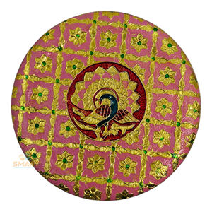 Vajilla Dibba redonda de acero inoxidable chapada en oro, diseño moderno y tradicional para regalos de boda y decoración del hogar - Product Image 1