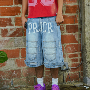 High Quality Custom Embroidery Logo Denim <b>Shorts</b> for <b>Men</b> Baggy Distressed Washed <b>Black</b> Streetwear Summer Fashion - Product Image 6