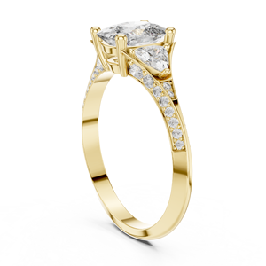 แหวนเพชรทรงคุชชั่นคัท เพาะเลี้ยงในห้องปฏิบัติการ ทองคำแท้ 14K แหวนหมั้นเจ้าสาว ประดับเพชรทรงไตรลิออนด้านข้าง DEF VVS น้ำหนักรวม 1.55 กะรัต รับรองโดย IGI ODM - Product Image 4