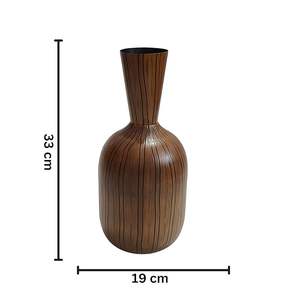 New Arrival Metal Flower <b>Vase</b> for Home Decor Aluminium <b>Vase</b> with Walnut Wooden Look for Home and Living Room <b>Vintage</b> - Product Image 4
