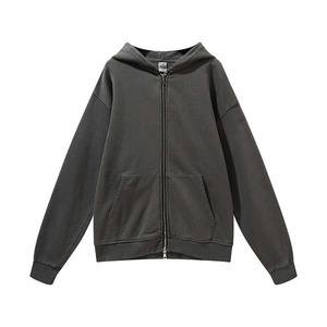 Service OEM Vente en Gros Sweat à Capuche d'Automne pour Hommes avec Fermeture Éclair 100% Coton de Haute Qualité Poids Lourd Vintage Lavage à l'Acide Surdimensionné Respirant - Product Image 1