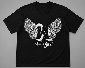 เสื้อยืดสตรีทแวร์ผู้ชาย WEAVEON สีดำ พิมพ์ลายตัวอักษรปีกนกด้านหน้า ผ้าฝ้ายเจอร์ซีย์ 100% ระบายอากาศได้ดี แขนสั้น คอกลม ทรงหลวม - Product Image 1