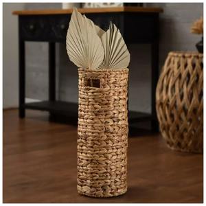 ตะกร้าทรงกระบอกจากผักตบชวา ตะกร้าเก็บของทำมือ ขายส่ง เป็นมิตรกับสิ่งแวดล้อม ผลิตในเวียดนาม - Product Image 3