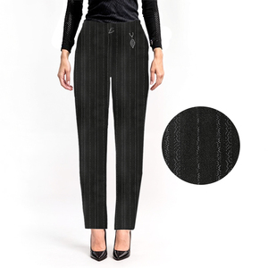 Pantaloni a tubino neri a vita alta con ricamo, antipiega, traspiranti, quattro modelli per l'ufficio, colorati per l'autunno - Product Image 4