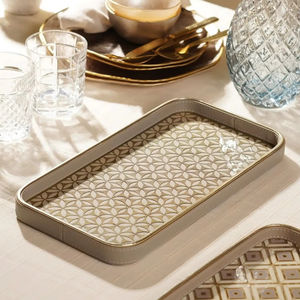 Bandeja de Servir de Madera Natural Esmaltada, Decoración Orgánica para Cocina, Mesa de Comedor, Hogar, Restaurante, Hotel, Uso para Té y Café - Product Image 1