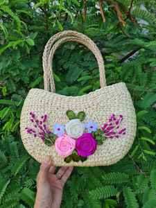 ถุงผักตบชวาตกแต่งอย่างยั่งยืนทนทานมีสไตล์งานฝีมือเครื่องจักสานคุณภาพสูง - Product Image 3