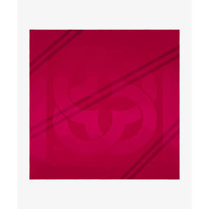 Pañuelo Cuadrado de Seda Jacquard Fucsia con Diseño de Rayas - Product Image 2