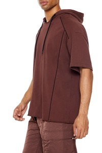 OEM venta al por mayor personalizado de punto pulóver con capucha para los hombres holgado de manga corta hombro sudaderas con capucha de gran tamaño con serigrafía - Product Image 5