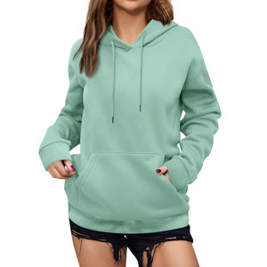 Sweat à capuche oversize uni pour femme, en polaire doux et chaud, à manches longues, en coton épais, style streetwear - Product Image 6