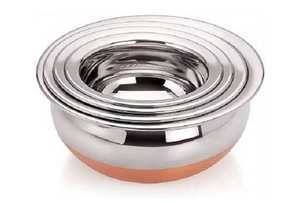 Eco-Friendly 6-Piece <b>Set</b> <b>Stainless</b> <b>Steel</b> Handi <b>Pot</b> Copper Bottom Lids Modern Classic Style ABK IMPEX Brand Good Price Includes - Product Image 4