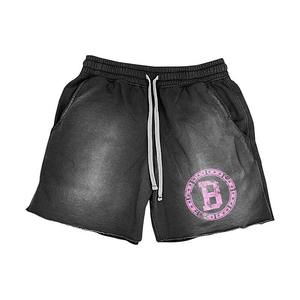 Fabrication sur mesure de haute qualité délavé à l'acide vintage 100% ensemble de shorts en coton multicolore sérigraphié courts et chemises - Product Image 6