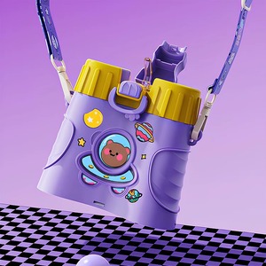 Divertida y Linda Botella de Agua de Plástico con Dibujos Animados, Botella de Agua Deportiva Portátil para Niños, Botella de Agua de Plástico para Niños - Product Image 6