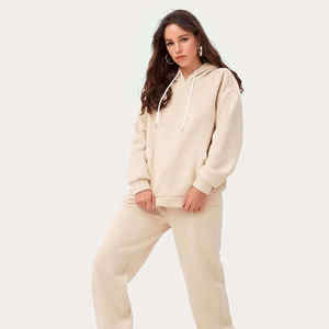 Ensemble de jogging de fitness avec logo personnalisé pour femmes vêtements d'entraînement surdimensionnés à manches longues 2 pièces à capuche pantalon de survêtement costume vêtements de sport d'automne - Product Image 4