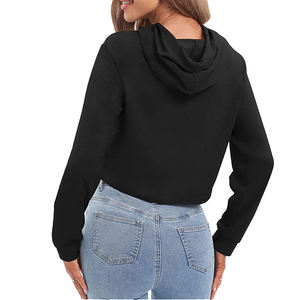 Qualité supérieure femmes haut court sweat à capuche tendance mode couleur personnalisée taux d'usine populaire fermeture éclair brodé - Product Image 6