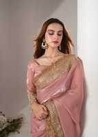 Sari indien tendance à la vente chaude, vêtements de fête pour femmes, prêt-à-porter fantaisie, brodé en géorgette de polyester, longueur au sol