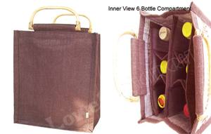 Sac de transport de six bouteilles de vin imprimé sur mesure tissu de jute naturel écologique avec poignée en coton réutilisable pour les promotions - Product Image 2