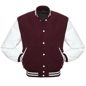 Chaqueta Universitaria Americana de Béisbol para Hombre, Estilo Letterman, Negra, de Lana con Mangas de Cuero Auténtico Negro, Colores Personalizables - Product Image 2