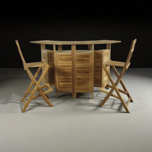 ชุดเฟอร์นิเจอร์ไม้สักสำหรับสวนแบบยั่งยืนโต๊ะบาร์ร้านอาหารบาร์ชั้นวางไวน์พับได้สำหรับใช้กลางแจ้งและในร่ม - Product Image 1