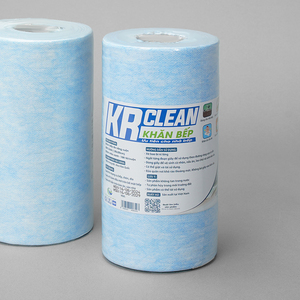 Krclean Serviettes de cuisine absorbantes 100 feuilles bleues par rouleau, 20x20cm, monocouche parfait pour nettoyer les comptoirs et les appareils - Product Image 2