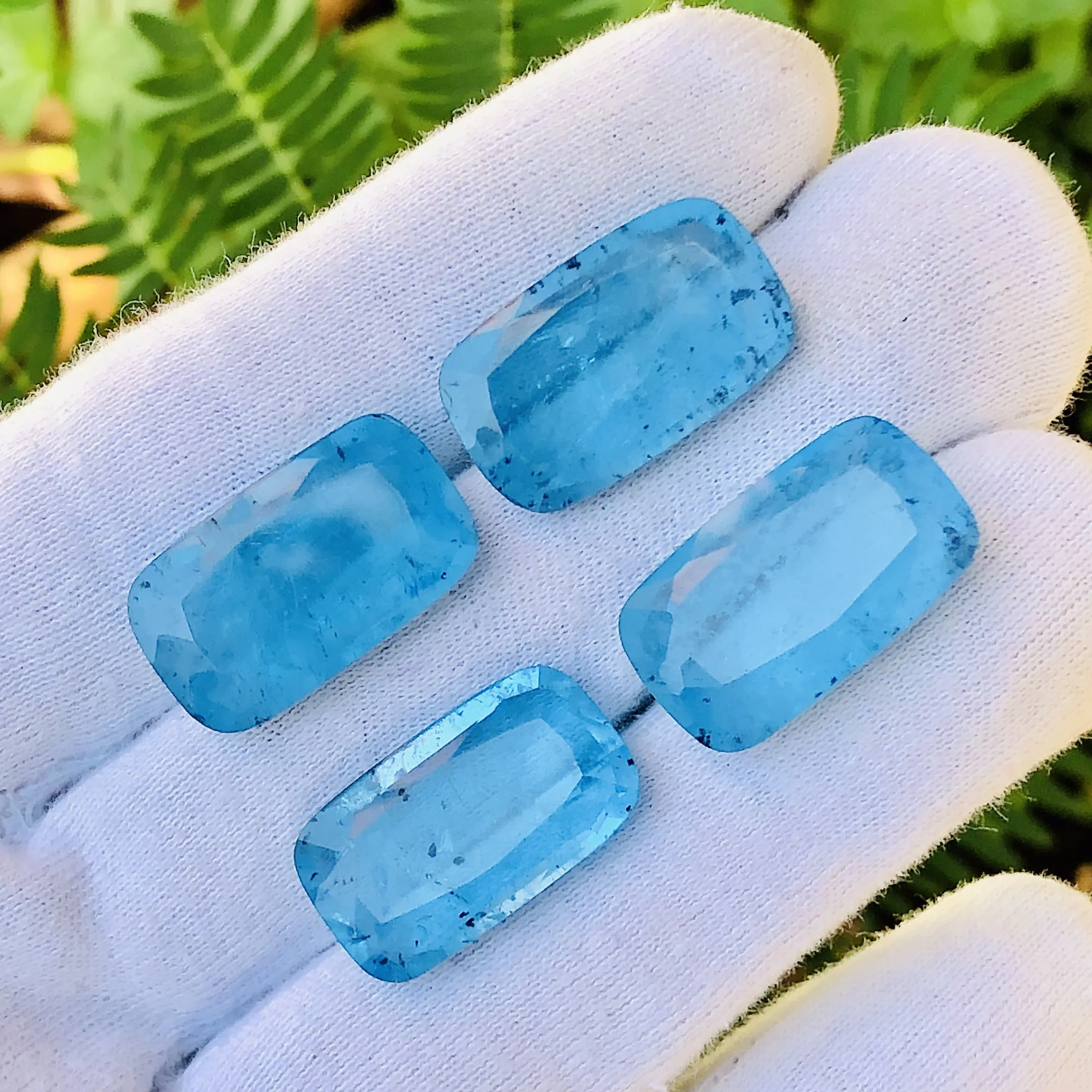 Aquamarine Natural Doublet Quartz Cut Cushion bentuk longgar batu permata dikalibrasi ukuran untuk membuat perhiasan warna biru langka Aqua