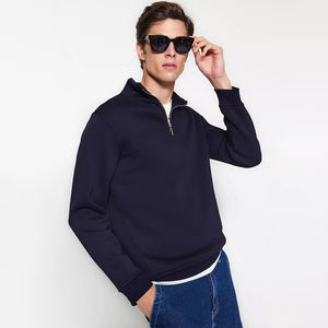 Wholesale <b>Men's</b> Oversized <b>Half</b> Zipper <b>Sweatshirt</b> Solid Colors Winter <b>Half</b> Zipper <b>Sweatshirt</b> - Product Image 4