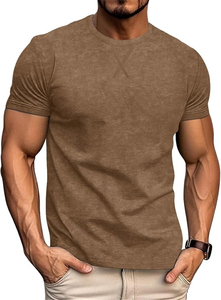 Crew Neck <b>T</b>-<b>Shirt</b> Tee <b>Fitted</b> 100% Cotton <b>T</b> <b>Shirts</b> for Man Cotton Drop Shoulder Quick <b>Dry</b> Light O-Neck <b>T</b>-<b>shirt</b> for <b>men</b> - Product Image 2