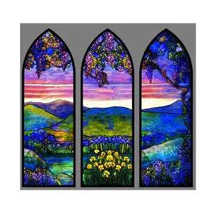 OEM tiffany stained glass sheets ceiling panel flower for church