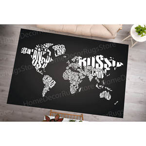 Tapis imprimé carte du monde : moderne, bureau, entrée, école, escalier, avec tapis moelleux à poils - Product Image 1