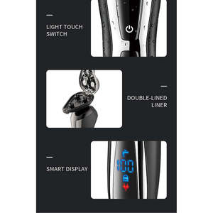 Afeitadora Eléctrica Recargable por USB, Cabezal Rotatorio de Tres Cuchillas, Negra, Resistente al Agua IPX7, Lavable, Afeitado Corporal Completo, Repuesto - Product Image 2