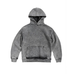 Bon tissu personnalisé surdimensionné lavé à l'acide en détresse Hoodies hommes déchiré surdimensionné Vintage Hoodies en gros poids lourds - Product Image 1
