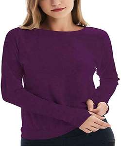 Alta calidad elegante moda cómoda manga larga Color liso transpirable secado rápido ligero camiseta para mujer - Product Image 4