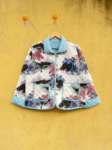 Chaqueta Acolchada de Algodón Reversible para Mujer, con Bloques de Color Florales, Estampado Ecológico Hecho a Mano, Transpirable y Suave - Product Image 2