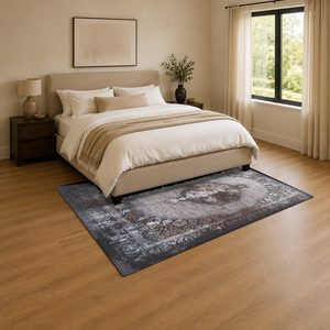 <b>RUGS</b> DEPOT LXDP-0923 Wholesale Charcoal Grey Modern Vintage Digital Printed Machine Washable Chenille Area <b>Rug</b> <b>Non</b> <b>Slip</b> - Product Image 3