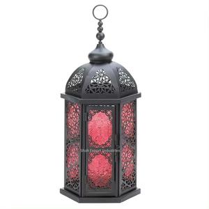 Meilleure vente lanterne à bougie en métal en fer artisanat fini noir décor de festival et de mariage lanternes à bougie suspendues - Product Image 5